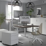 MITTZON Scrivania regolabile in altezza, elettrico impiallacciatura di noce/bianco, 120x60 cm
