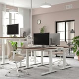 MITTZON Scrivania regolabile in altezza, elettrico impiallacciatura di noce/bianco, 120x60 cm