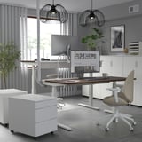 MITTZON Scrivania regolabile in altezza, elettrico impiallacciatura di noce/bianco, 160x80 cm
