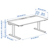 MITTZON Scrivania regolabile in altezza, elettrico impiallacciatura di noce/bianco, 120x60 cm