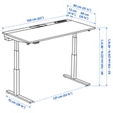 MITTZON Scrivania regolabile in altezza, elettrico impiallacciatura di noce/bianco, 160x80 cm