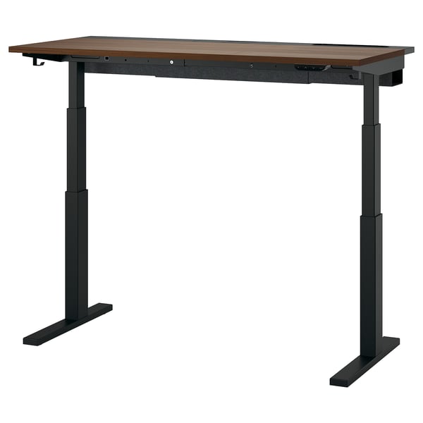 MITTZON Scrivania regolabile in altezza, elettrico impiallacciatura di noce/nero, 140x60 cm