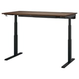 MITTZON Scrivania regolabile in altezza, elettrico impiallacciatura di noce/nero, 160x80 cm