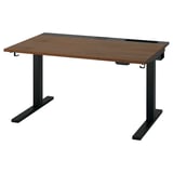 MITTZON Scrivania regolabile in altezza, elettrico impiallacciatura di noce/nero, 120x80 cm