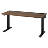 MITTZON Scrivania regolabile in altezza, elettrico impiallacciatura di noce/nero, 140x60 cm