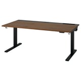 MITTZON Scrivania regolabile in altezza, elettrico impiallacciatura di noce/nero, 160x80 cm