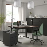 MITTZON Scrivania regolabile in altezza, elettrico impiallacciatura di noce/nero, 120x80 cm