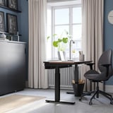 MITTZON Scrivania regolabile in altezza, elettrico impiallacciatura di noce/nero, 120x80 cm