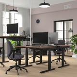 MITTZON Scrivania regolabile in altezza, elettrico impiallacciatura di noce/nero, 120x80 cm