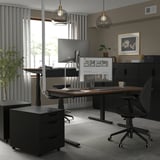 MITTZON Scrivania regolabile in altezza, elettrico impiallacciatura di noce/nero, 160x80 cm