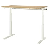 MITTZON Scrivania regolabile in altezza, elettrico impiallacciatura di rovere/bianco, 140x80 cm