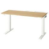 MITTZON Scrivania regolabile in altezza, elettrico impiallacciatura di rovere/bianco, 120x60 cm
