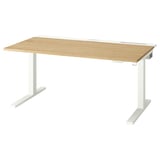 MITTZON Scrivania regolabile in altezza, elettrico impiallacciatura di rovere/bianco, 140x80 cm
