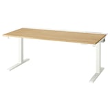 MITTZON Scrivania regolabile in altezza, elettrico impiallacciatura di rovere/bianco, 160x80 cm