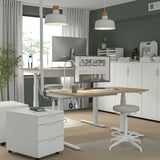 MITTZON Scrivania regolabile in altezza, elettrico impiallacciatura di rovere/bianco, 140x60 cm