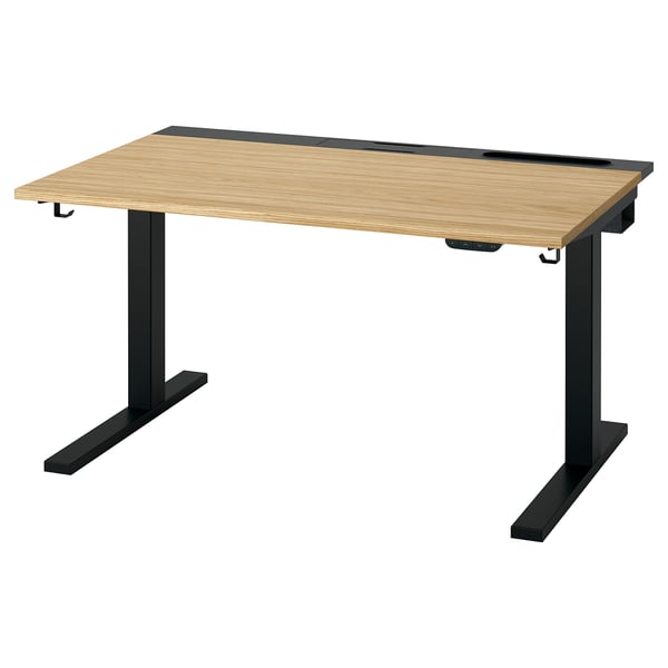 MITTZON Scrivania regolabile in altezza, elettrico impiallacciatura di rovere/nero, 120x80 cm