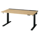MITTZON Scrivania regolabile in altezza, elettrico impiallacciatura di rovere/nero, 140x80 cm