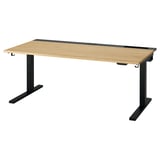 MITTZON Scrivania regolabile in altezza, elettrico impiallacciatura di rovere/nero, 160x80 cm