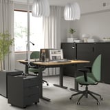 MITTZON Scrivania regolabile in altezza, elettrico impiallacciatura di rovere/nero, 120x80 cm