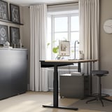 MITTZON Scrivania regolabile in altezza, elettrico impiallacciatura di rovere/nero, 160x80 cm