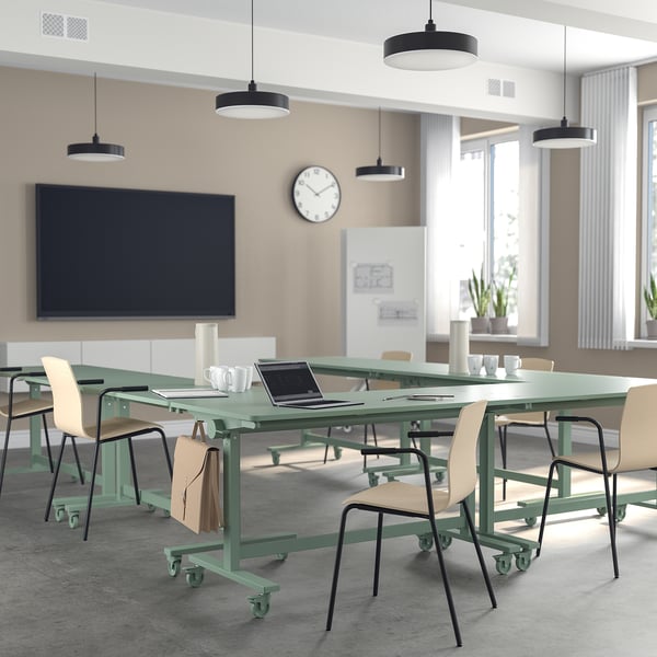 MITTZON Tavolo pieghevole con rotelle, verde, 140x70 cm