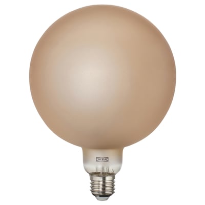 MOLNART Lampadina a LED E27 180 lumen, globo opaco/marrone, 150 mm