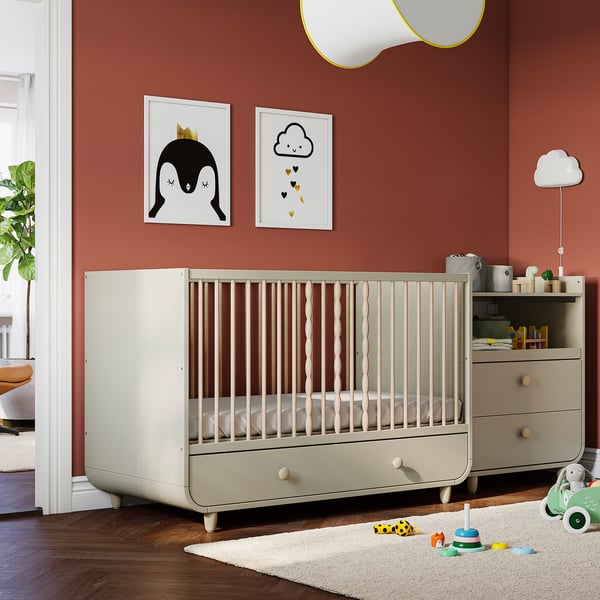 MYLLRA Lettino con cassetto, beige, 70x140 cm