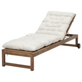 NÄMMARÖ Lettino, da esterno mordente marrone chiaro/Kuddarna grigio chiaro-beige