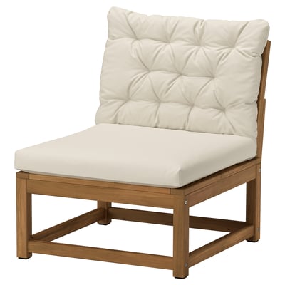 NÄMMARÖ Poltrona modulare, mordente marrone chiaro da esterno/Kuddarna grigio chiaro-beige, 63 cm