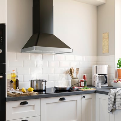 NILSBYN Cappa da fissare alla parete, IKEA 300 nero, 60 cm