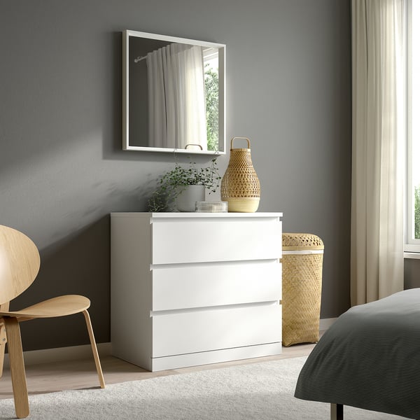 NISSEDAL Specchio, bianco, 65x65 cm