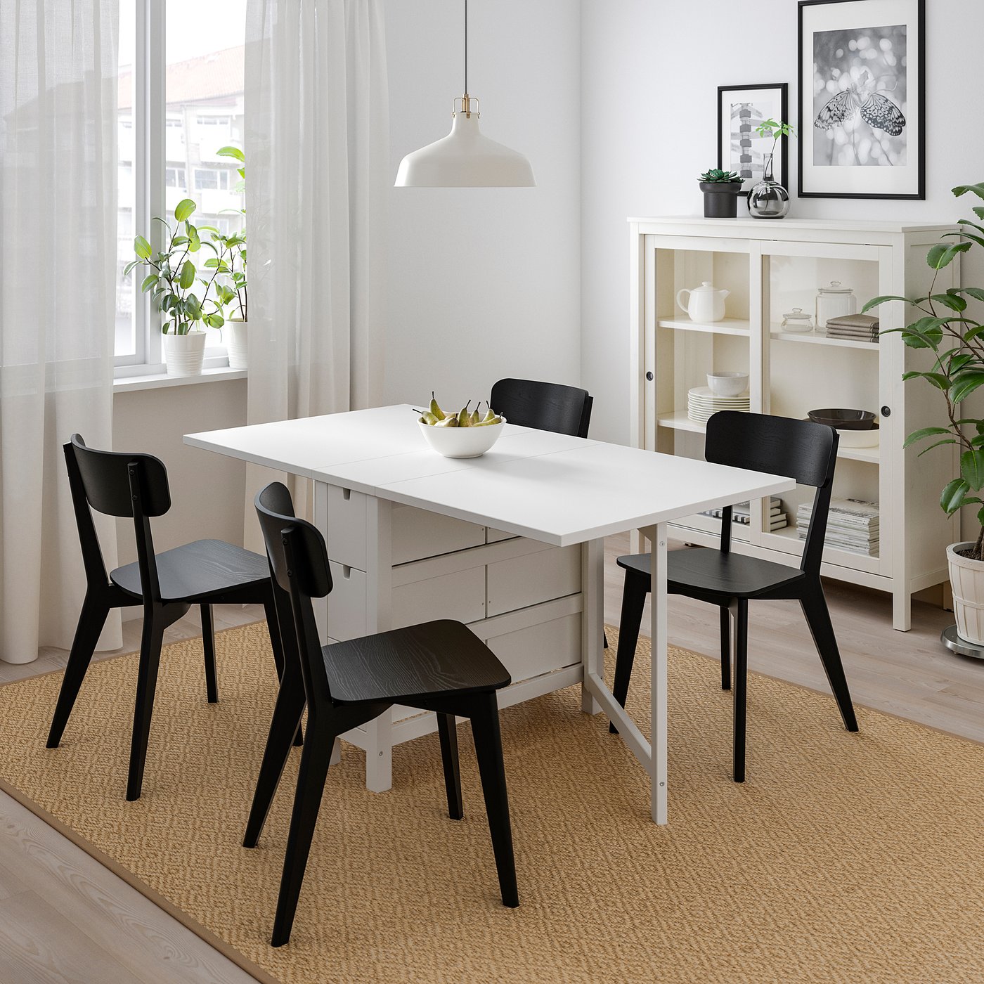 NORDEN / LISABO Tavolo e 4 sedie, bianco/nero, 26/89/152 cm - IKEA Svizzera