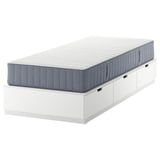 NORDLI Struttura letto/contenitore/materas, bianco/Valevåg semirigido, 90x200 cm