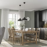 NORDVIKEN / INGOLF Tavolo e 6 sedie, mordente anticato/Nolhaga grigio-beige mordente anticato, 210/289 cm