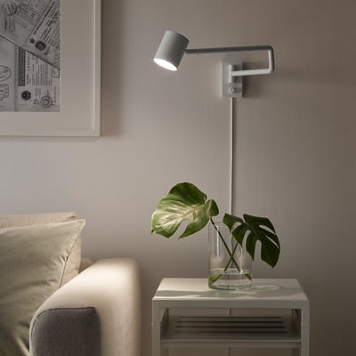 NYMÅNE Lampada parete con braccio girevole, bianco