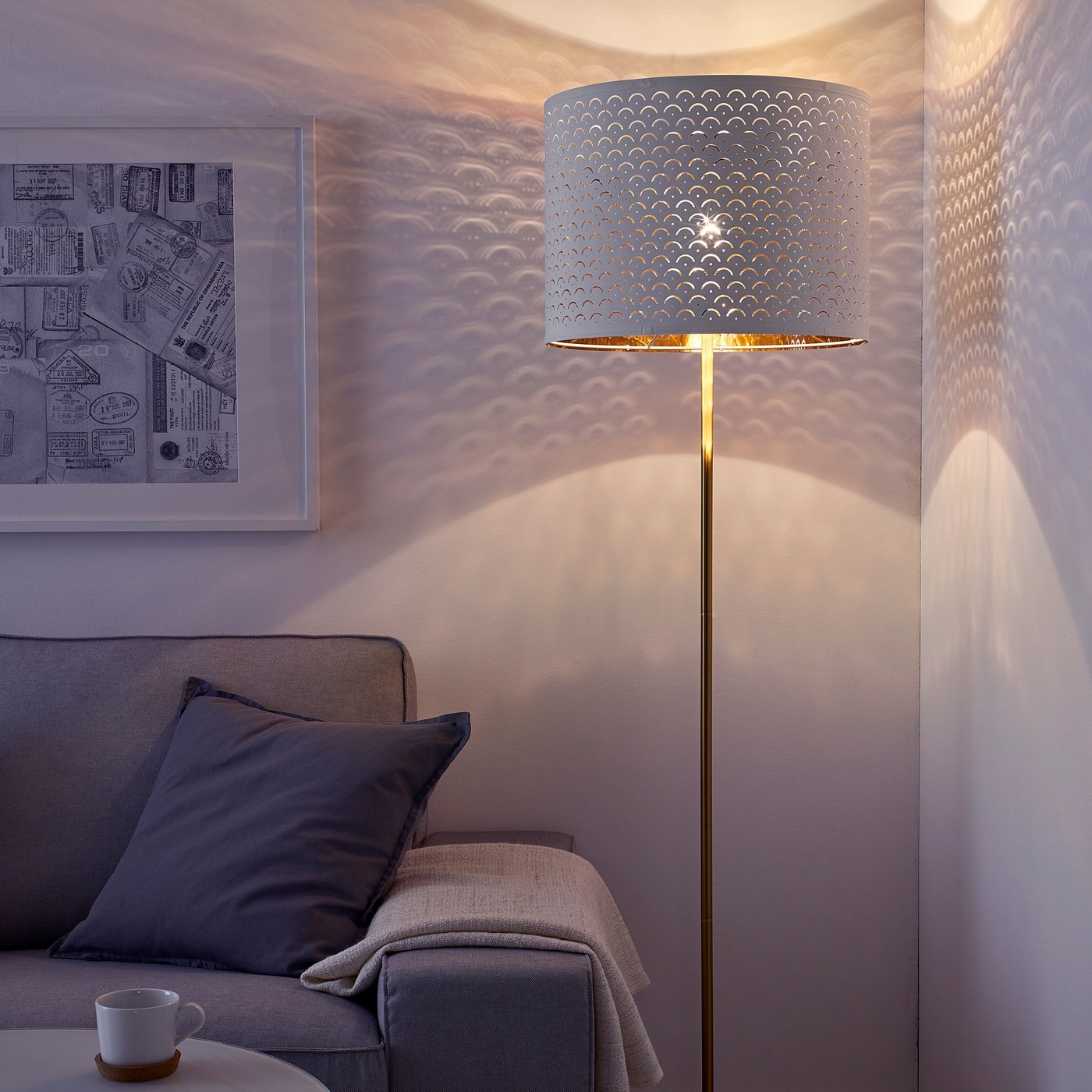 Lampada Da Terra Alta 140 Cm Piantana Con 3 Fonti Di Luce Senza Paralumi - Telaio Rettangolare In Metallo Vari Colori Lux Pro - Foto 2