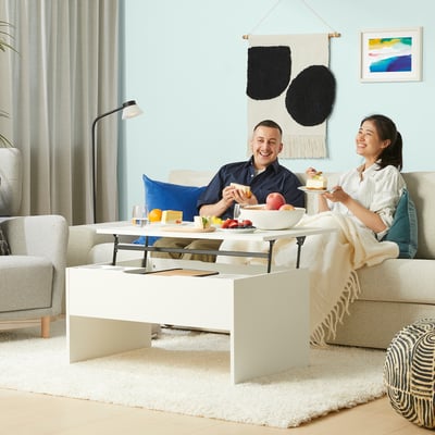 ÖSTAVALL Tavolino regolabile, bianco, 90 cm
