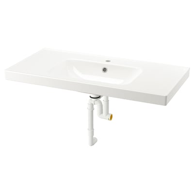 ORRSJÖN Lavabo con sifone, bianco, 102x49 cm