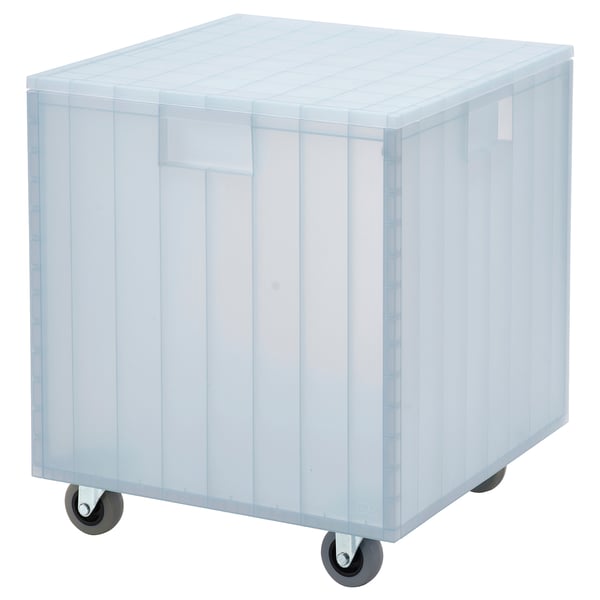 PANSARTAX Contenitore con rotelle e coperchio, trasparente grigio-blu, 33x33x40 cm