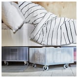 PANSARTAX Contenitore con rotelle e coperchio, trasparente grigio-blu, 33x33x23.5 cm