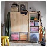 PANSARTAX Contenitore con rotelle e coperchio, trasparente grigio-blu, 33x33x40 cm