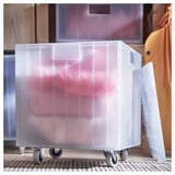 PANSARTAX Contenitore con rotelle e coperchio, trasparente grigio-blu, 33x33x40 cm