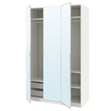 PAX / ÅHEIM Combinazione di guardaroba, bianco/vetro a specchio, 150x60x236 cm