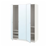 PAX / ÅHEIM Combinazione di guardaroba, bianco/vetro a specchio, 150x60x201 cm