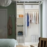 PAX / ÅHEIM Combinazione di guardaroba, bianco/vetro a specchio, 150x60x236 cm