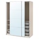 PAX / AULI Guardaroba con ante scorrevoli, grigio-beige/vetro a specchio, 150x66x201 cm