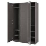 PAX / BERGSBO/ÅHEIM Combinazione di guardaroba, grigio scuro grigio scuro/vetro a specchio, 150x60x236 cm