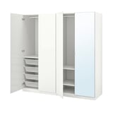 PAX / FARDAL/ÅHEIM Combinazione di guardaroba, bianco lucido/bianco vetro a specchio, 200x60x201 cm