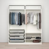 PAX / FARDAL/ÅHEIM Combinazione di guardaroba, bianco lucido/bianco vetro a specchio, 200x60x236 cm