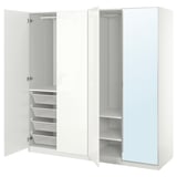 PAX / FARDAL/ÅHEIM Combinazione di guardaroba, bianco lucido/bianco vetro a specchio, 200x60x201 cm
